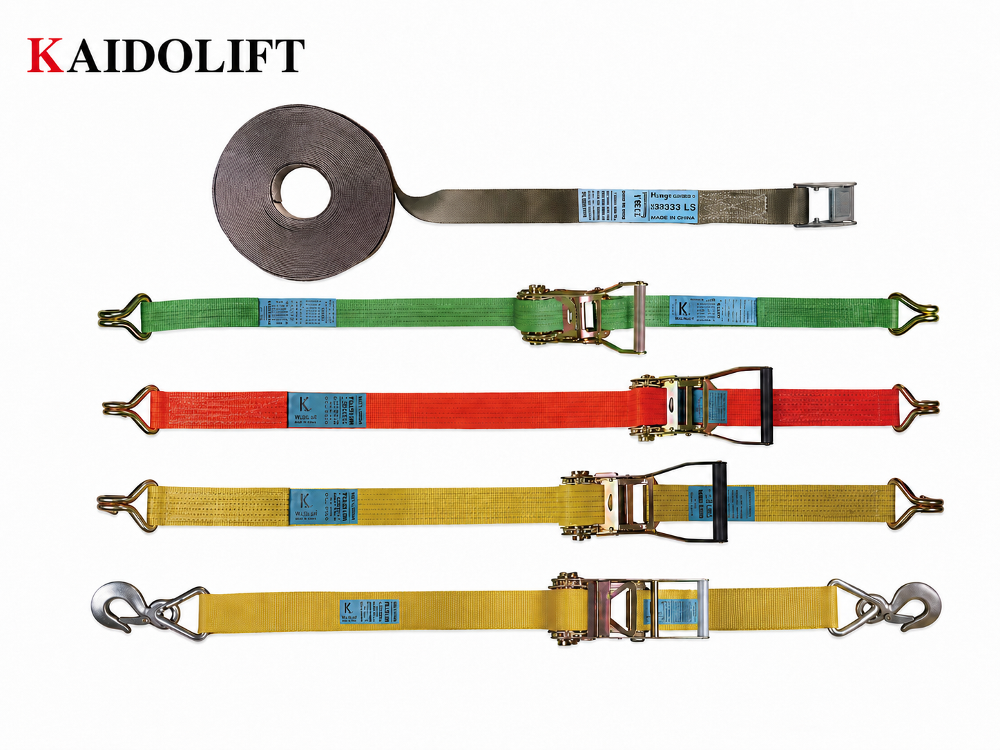 Cargo Lashing Ratchet Tie Down Straps for Truck, Trailer and Industrial Load Securing